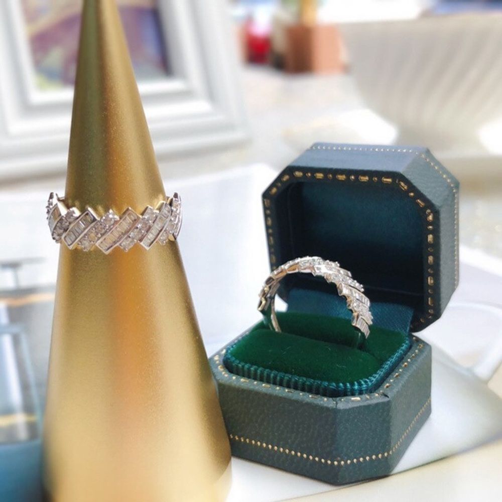 💖💎Stunning Sterling Silver Baguette and Round Diamond Eternity Band Ring💖💎 - Picture 11 of 14